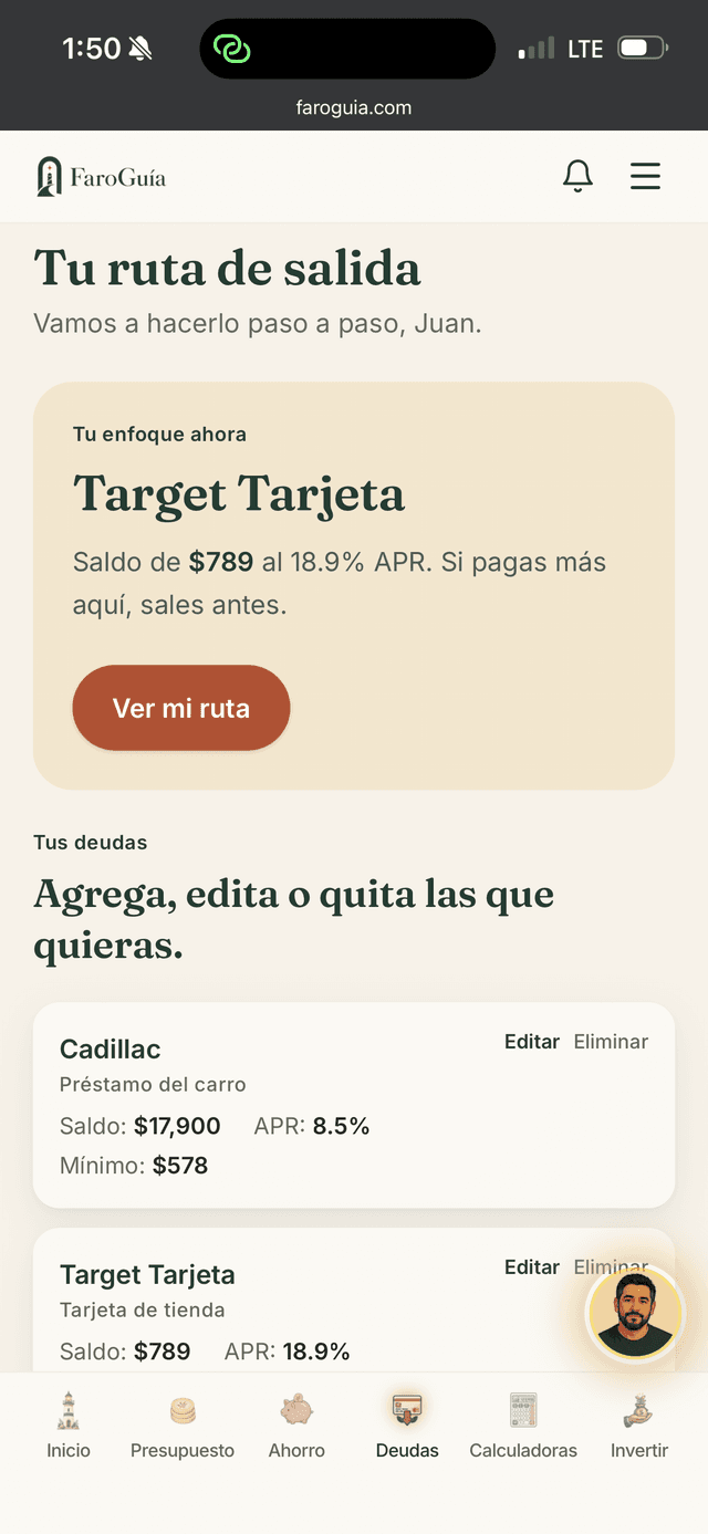 Ruta de salida de deudas enfocada en Target Tarjeta